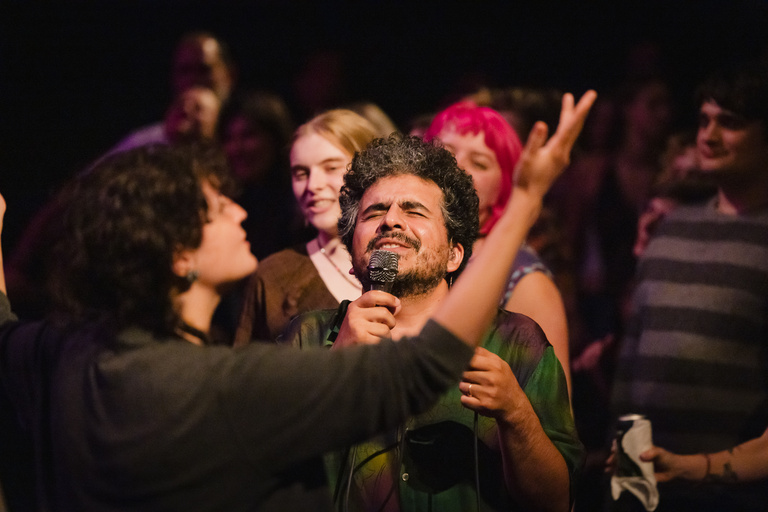 Helado Negro performed at the Englert Theatre during Hancher's Infinite Dream Festival