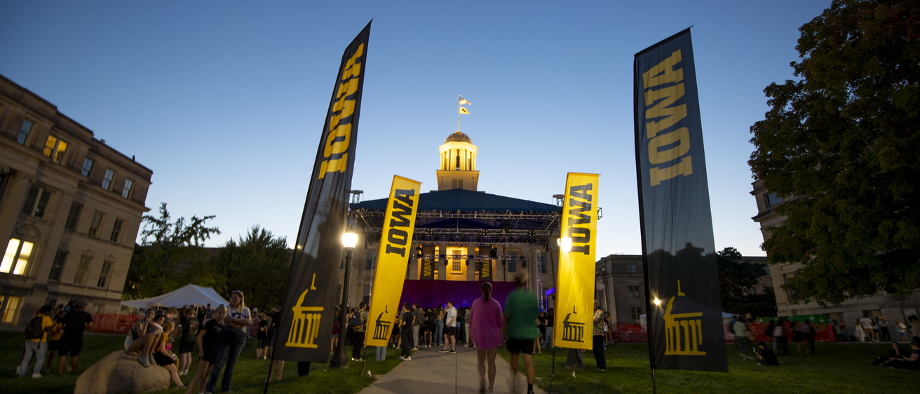 The Old Capitol before the Homecoming Concert on the Pentacrest Iowa City on Friday, Sept. 26, 2025
