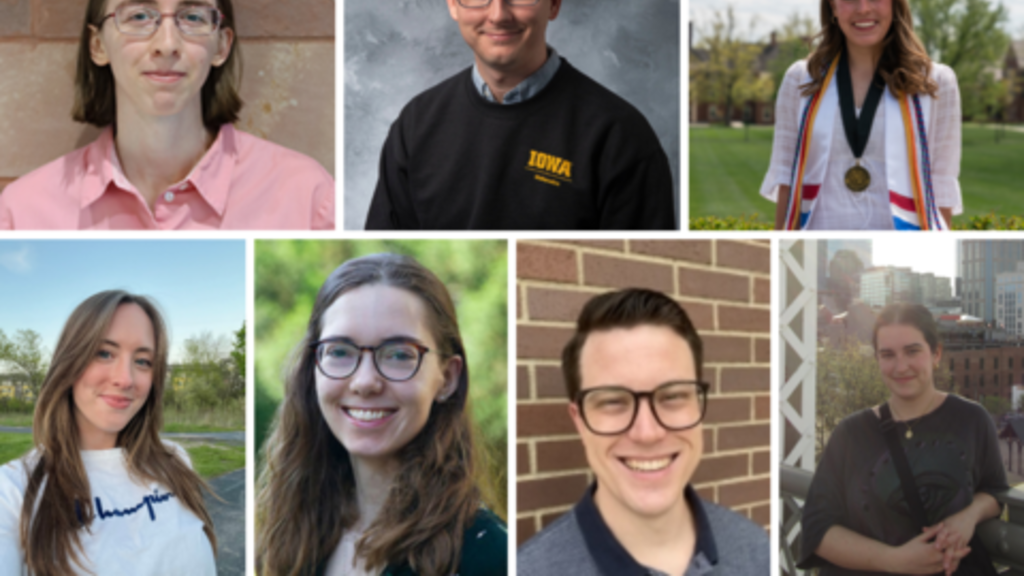 collage showing headshots of seven new grad assistants