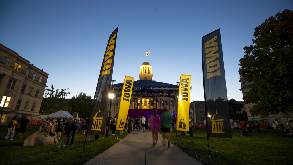 The Old Capitol before the Homecoming Concert on the Pentacrest Iowa City on Friday, Sept. 26, 2025